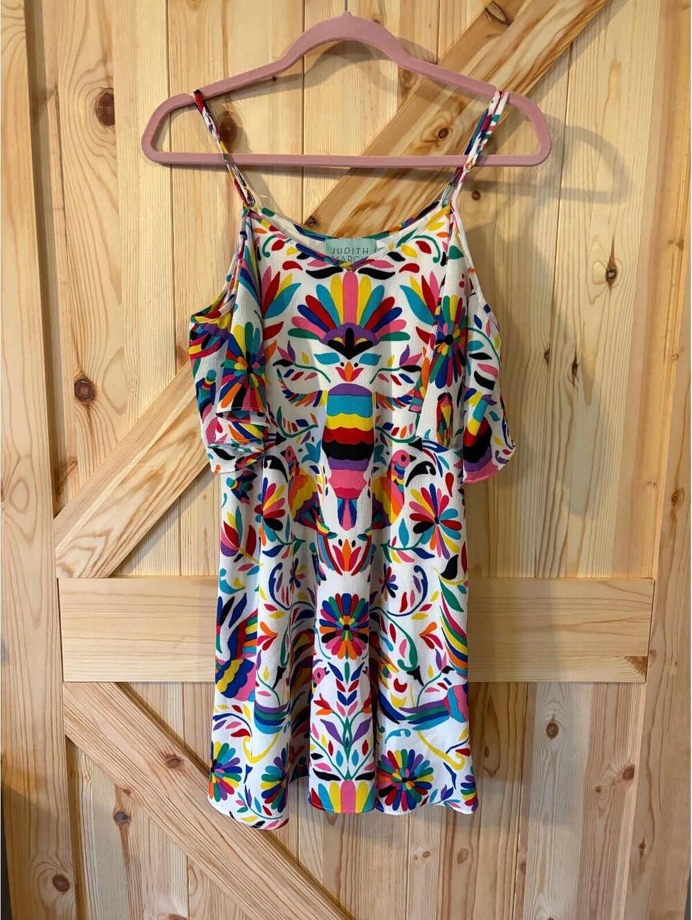 Judith March Medium Multicolor Floral Print Dress with Ruffle Sleeves
